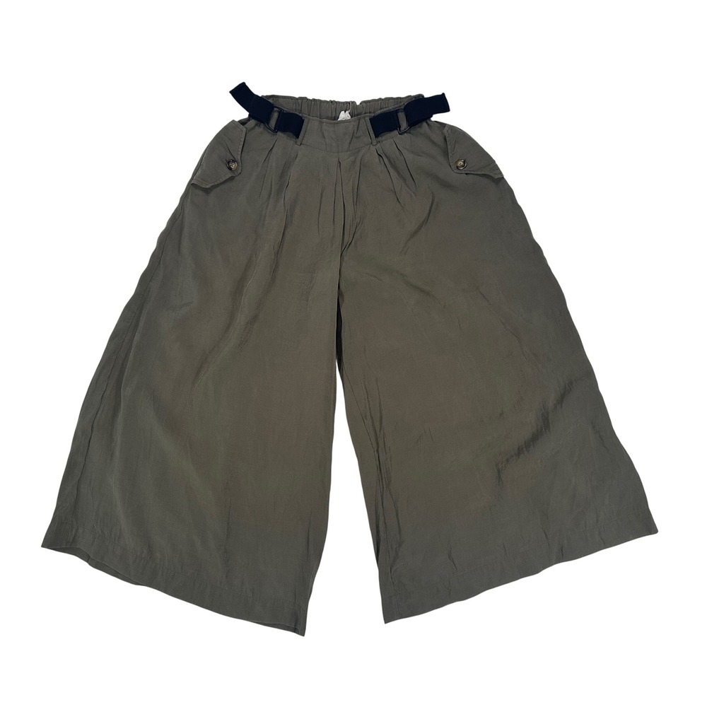 Anthropologie Womens Olive Green Wide Leg Cropped Pants size XXS Modal‎ Blend